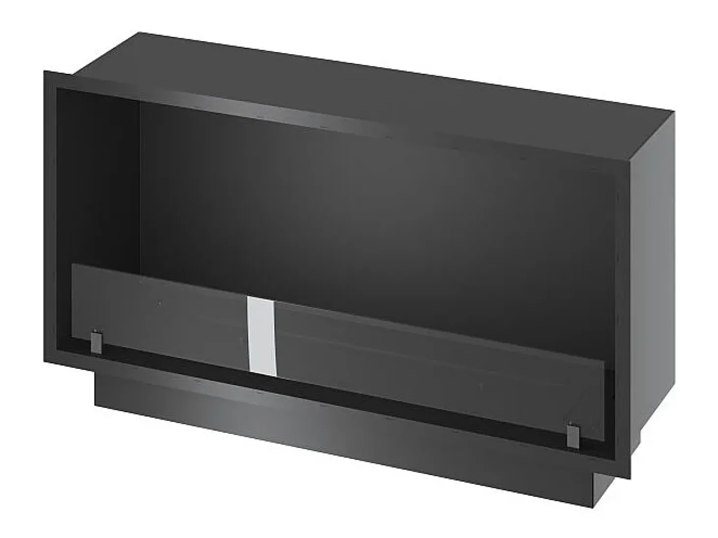 Lareira embutida a bioetanol Inside Black 1000 - Preto fosco, com vidro, queimador de 3 litros, design moderno