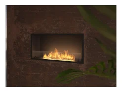 Lareira embutida a bioetanol Inside Black 1000 - Preto fosco, com vidro, queimador de 3 litros, design moderno