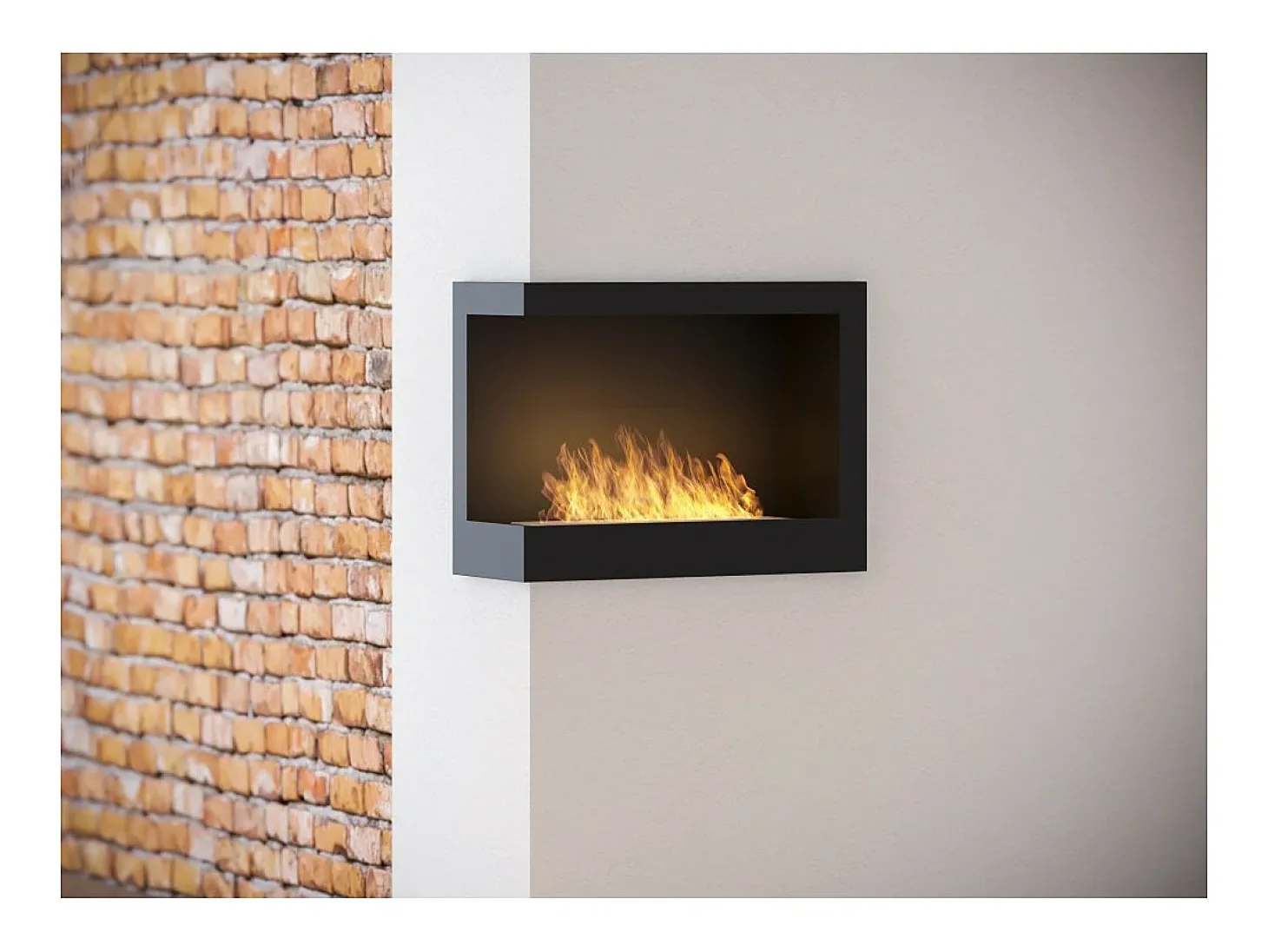 Lareira embutida a bioetanol Corner 600 Left SimpleFire com vidro