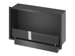 Lareira embutida a bioetanol Inside Black 800 - Preto fosco, com vidro, queimador de 1L, design moderno