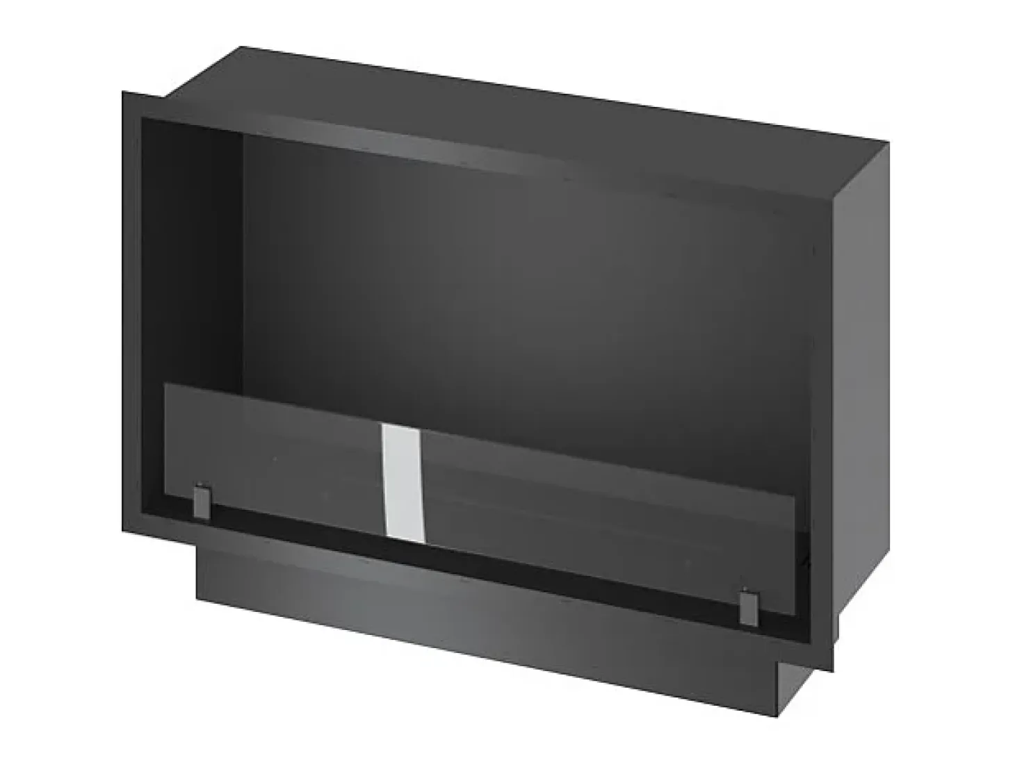 Lareira embutida a bioetanol Inside Black 800 - Preto fosco, com vidro, queimador de 1L, design moderno