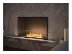 Lareira embutida a bioetanol Inside Black 800 - Preto fosco, com vidro, queimador de 1L, design moderno