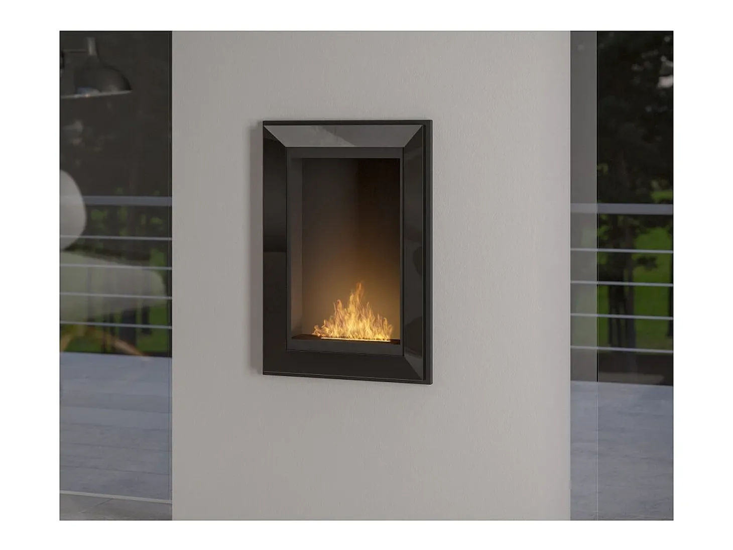 Lareira embutida a bioetanol Frame 550 SimpleFire com vidro preto