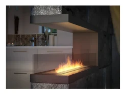 Lareira embutida a bioetanol design U1200 com vidro aberto em 3 lados Queimador de 3 litros