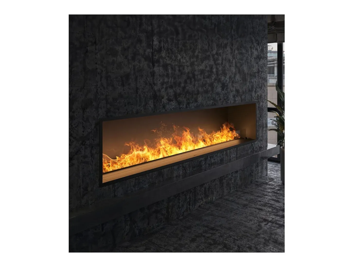 Lareira embutida a vapor Invapo Inside 2200 - Chama multicolorida, efeito 3D e controle por aplicativo, tanque de 2,4 l - 220 cm