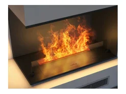 Lareira embutida a vapor Corner L800 com chama multicolorida, efeito 3D e controle por aplicativo, tanque de 1,2 l - recarga automática de 80 cm