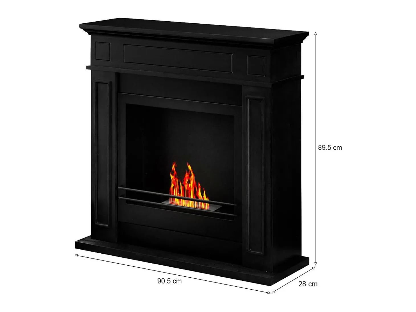 Lareira Fuego a bioetanol, Lareira ecológica, Lareira sem fumo, Aquecedor a etanol, Fabricado em Itália, 91x28 h90 cm, Preto