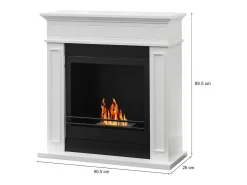 Lareira Fuego a bioetanol, Lareira ecológica, Lareira sem fumo, Aquecedor a etanol, Fabricado em Itália, 91x28 h90 cm, Branco