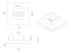 Lareira Galeras a bioetanol, Lareira ecológica, Lareira sem fumo, Aquecedor a etanol, Fabricado em Itália, 70x70 h35 cm, Branco