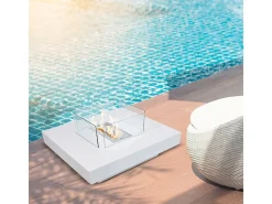 Lareira Galeras a bioetanol, Lareira ecológica, Lareira sem fumo, Aquecedor a etanol, Fabricado em Itália, 70x70 h35 cm, Branco