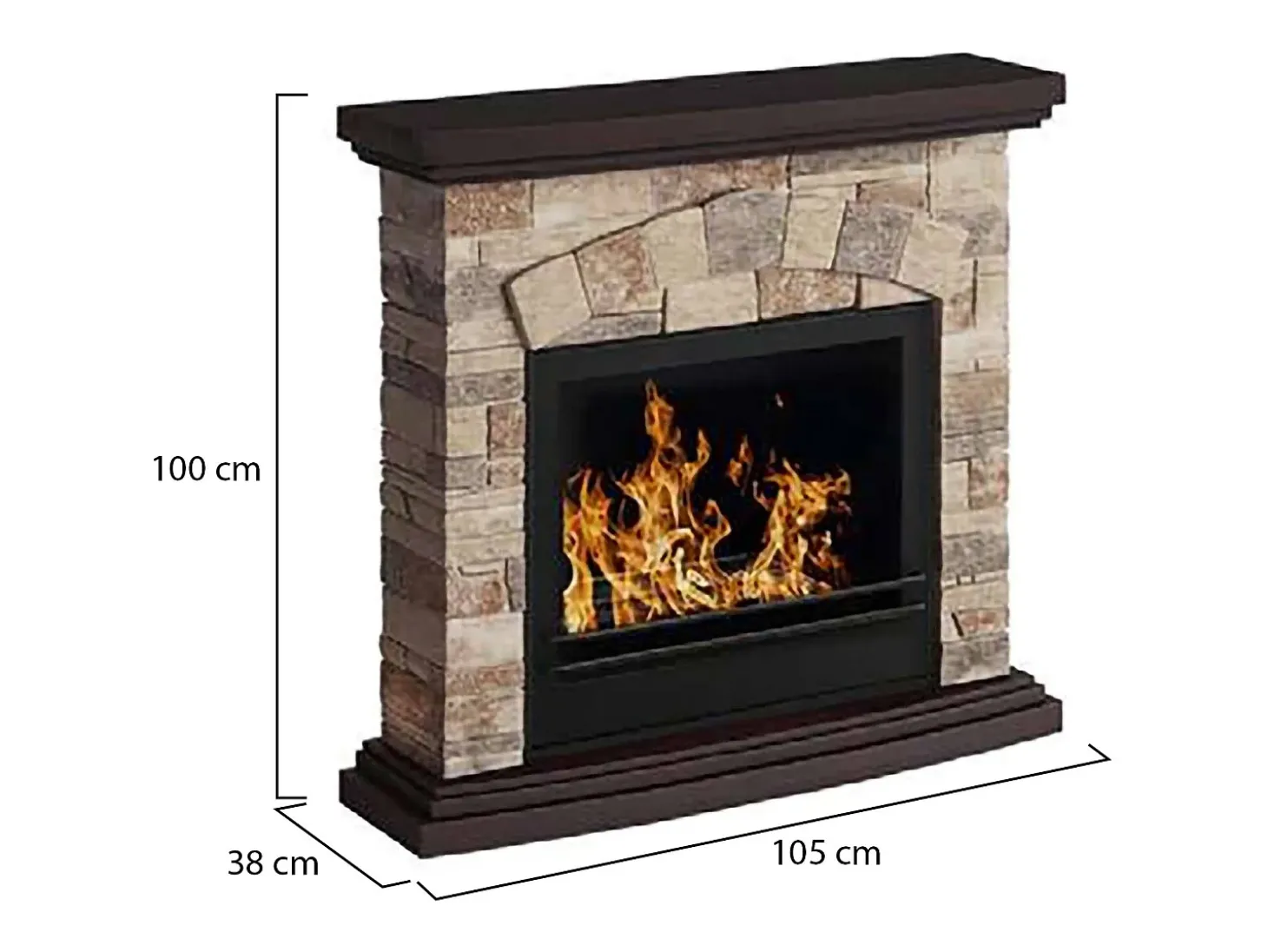 Lareira géiser a bioetanol, Lareira ecológica, Lareira sem fumo, Aquecedor a etanol, Fabricado em Itália, 93x28 h85 cm, Bege