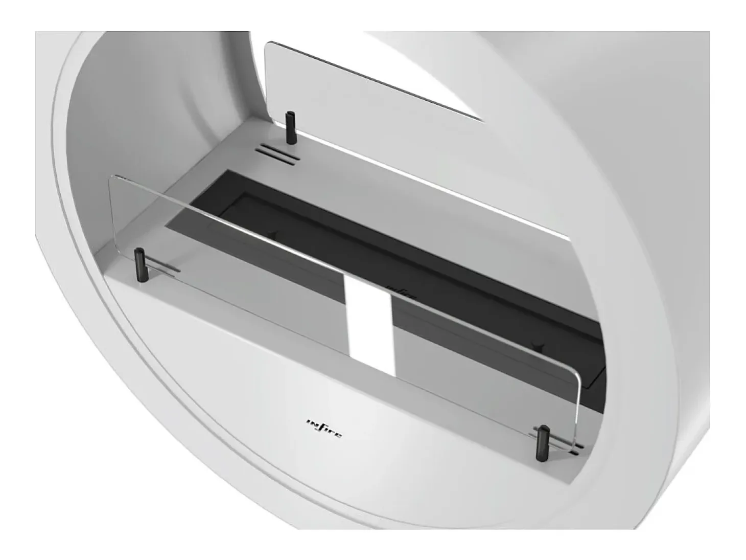 Lareira suspensa a bioetanol Incyrcle Slim de 2 lados no teto - Biolareira de design redondo com fachada dupla aberta d.70cm branca