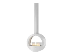 Lareira suspensa a bioetanol Incyrcle Slim de 2 lados no teto - Biolareira de design redondo com fachada dupla aberta d.70cm branca