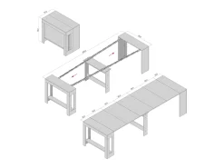 LAURA - Mesa de consola, 51,6 cm de profundidade / 3 m de comprimento - para 12 pessoas
