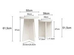 Liam | Mesa de apoio Conjunto de 2 em Gesso Creme