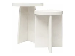 Liam | Mesa de apoio Conjunto de 2 em Gesso Creme