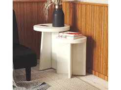 Liam | Mesa de apoio Conjunto de 2 em Gesso Creme