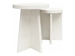 Liam | Mesa de apoio Conjunto de 2 em Gesso Creme