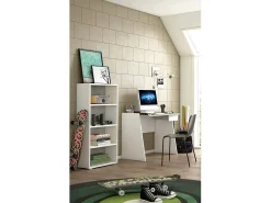 Libreria Giacinto, Biblioteca a 3 ripiani regolabili, Scaffale per libri, Mobile da parete con ripiani, 100% Made in Italy, 60x30h130 cm, Bianco e Cemento