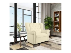Lillyse | Cadeira de balanço com função giratória em veludo branco creme
