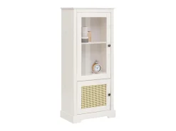 Linda | Vitrina com 1 Porta de vidro e 1 Porta em Pinho Branco