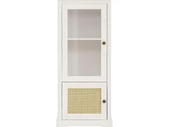 Linda | Vitrina com 1 Porta de vidro e 1 Porta em Pinho Branco
