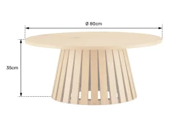 LIV Mesa de centro redonda 80cm de estilo escandinavo preta