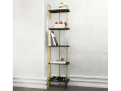 Livraria Dbradari, Prateleira dNo escritório, Porta-livros móvel, Biblioteca, 45x22h180 cm, Preto e Ouro