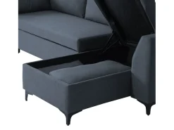 LOGAN Sofá cama de canto de 3 lugares com manchas cinzentas