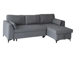 LOGAN Sofá-cama de canto de 3 lugares cinzento