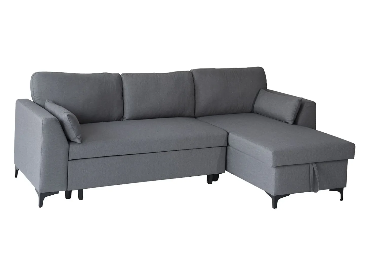 LOGAN Sofá-cama de canto de 3 lugares cinzento