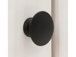 Loki | Armário baixo com 2 portas e 1 prateleira de vidro em pinho branco