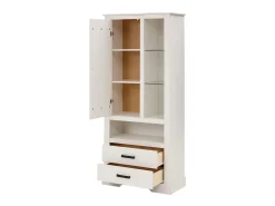 Loki | Vitrina com 1 Porta e 2 Gavetas em Pinho Branco