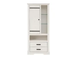 Loki | Vitrina com 1 Porta e 2 Gavetas em Pinho Branco