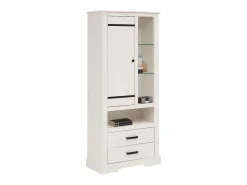 Loki | Vitrina com 1 Porta e 2 Gavetas em Pinho Branco