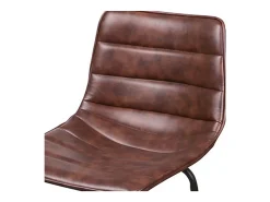 Lot de 2 tabourets de bar avec dossier effet cuir acajou collection NETS - Style industriel