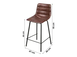 Lot de 2 tabourets de bar avec dossier effet cuir acajou collection NETS - Style industriel