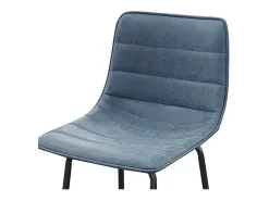 Lot de 2 tabourets de bar avec dossier effet cuir bleu denim collection NETS - Style industriel