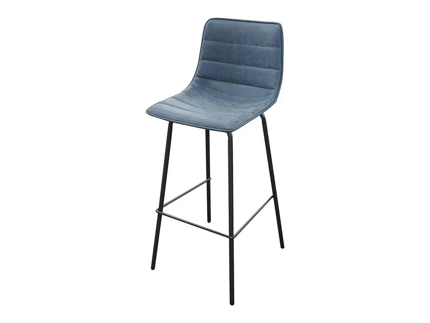 Lot de 2 tabourets de bar avec dossier effet cuir bleu denim collection NETS - Style industriel