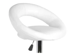 Lot de 2 tabourets de bar réglables en hauteur 77-97 cm – Assise simili cuir PU blanc, pied en métal gris, diamètre 40 cm
