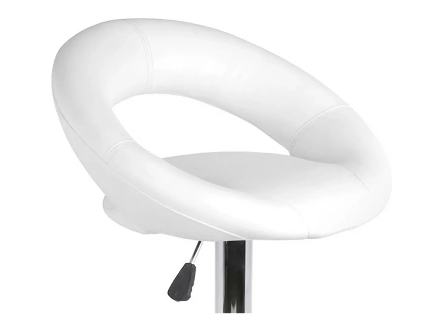 Lot de 2 tabourets de bar réglables en hauteur 77-97 cm – Assise simili cuir PU blanc, pied en métal gris, diamètre 40 cm