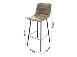 Lot de 2 tabourets de bar avec dossier effet cuir tilleul collection NETS - Style industriel