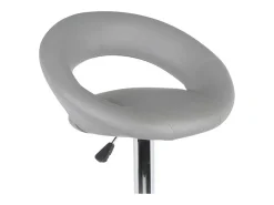 Lot de 2 tabourets de bar réglables en hauteur 77-97 cm – Assise simili cuir PU gris, pied en métal gris, diamètre 40 cm