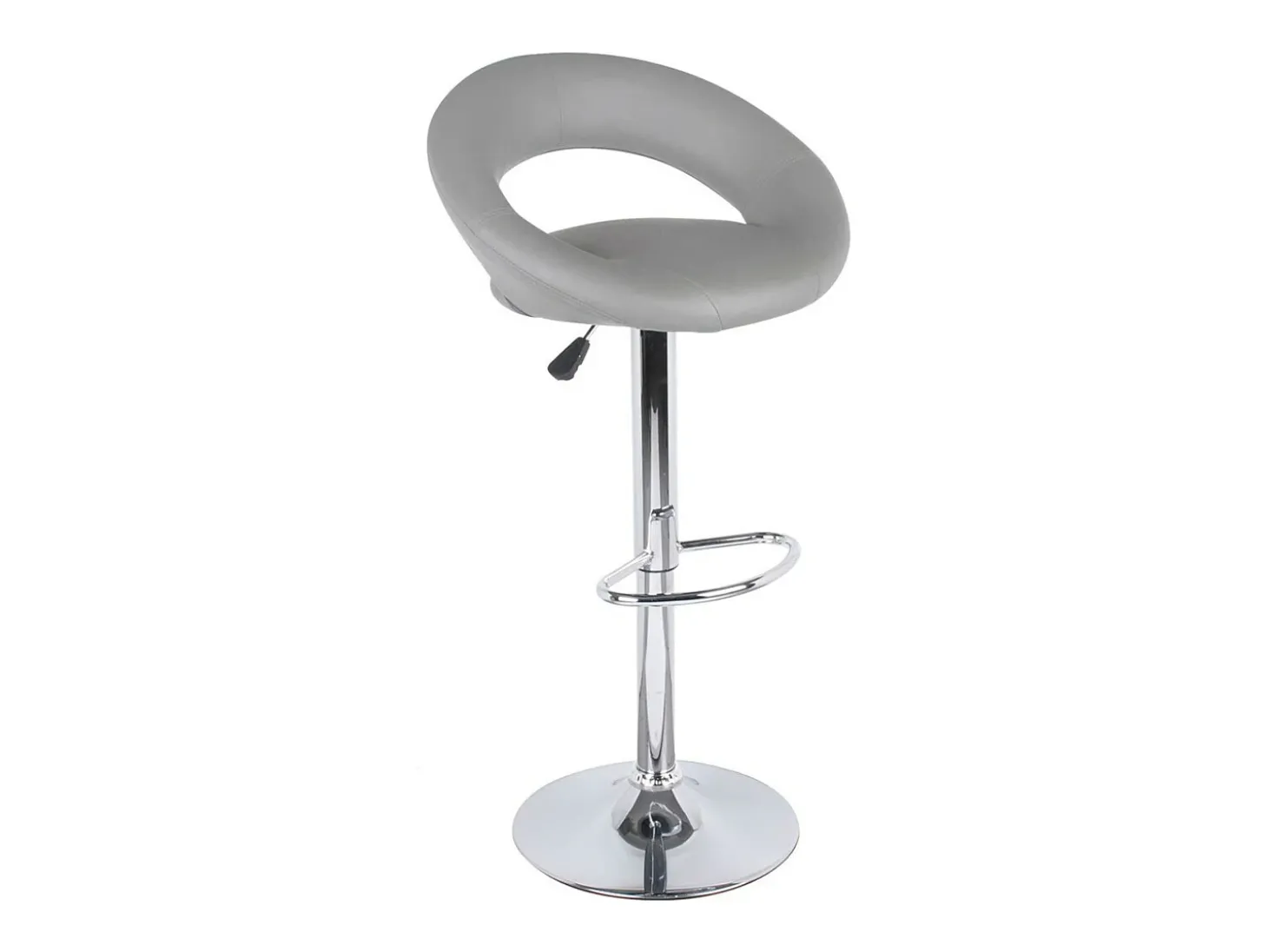 Lot de 2 tabourets de bar réglables en hauteur 77-97 cm – Assise simili cuir PU gris, pied en métal gris, diamètre 40 cm