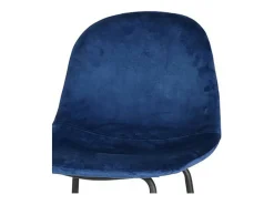Lot de 4 tabourets de bar avec dossier en velours bleu et structure en métal collection LALY - Style industriel