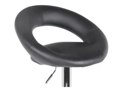 Lot de 2 tabourets de bar réglables en hauteur 77-97 cm – Assise simili cuir PU noir, pied en métal gris, diamètre 40 cm