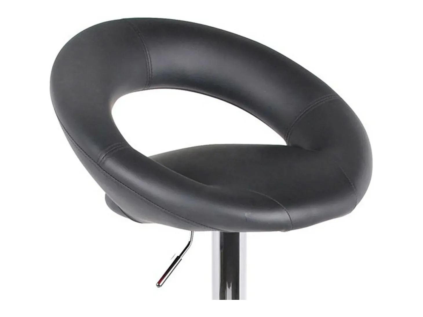 Lot de 2 tabourets de bar réglables en hauteur 77-97 cm – Assise simili cuir PU noir, pied en métal gris, diamètre 40 cm