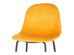 Lot de 4 tabourets de bar avec dossier en velours jaune et structure en métal collection LALY - Style industriel