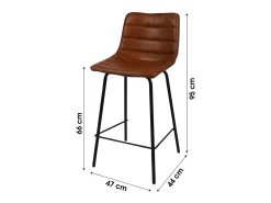 Lot de 2 tabourets de bar avec dossier effet cuir cannelle collection NETS - Style industriel