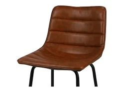 Lot de 2 tabourets de bar avec dossier effet cuir cannelle collection NETS - Style industriel
